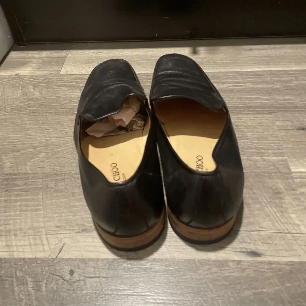 Jimmy Choo London Men’s Black Leather Slip On Loafers Size 42 US 9